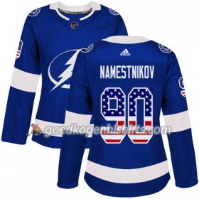 Tampa Bay Lightning Vladislav Namestnikov 90 Adidas 2017-2018 Blauw USA Flag Fashion Authentic Shirt - Dames